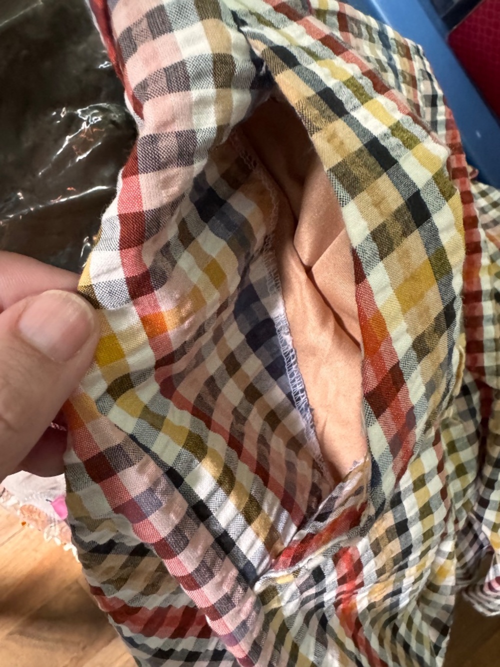 NWT LOFT Plaid Seersucker Paperbag Belted Shorts Size L - Picture 4 of 8